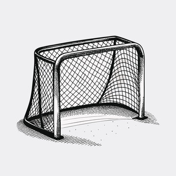 hockey goal sketch black and white clip art preview