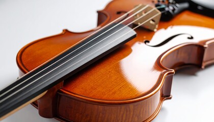 Fototapeta premium Violin macro shot studio, pristine wood