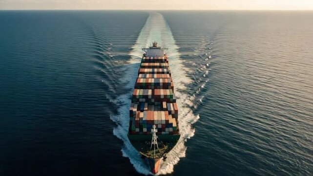 Shipping Lane: Long Shot of a Container Ship