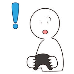 ゲームを遊んでビックリマークを浮かべる人のイラスト