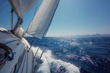 Sailing yacht on open water