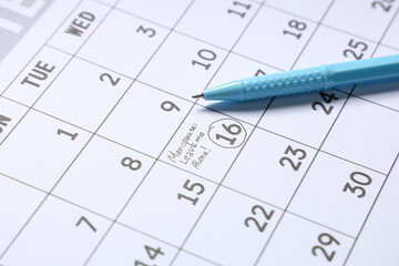 Calendar with text MENOPAUSE LEAVE ME ALONE, closeup