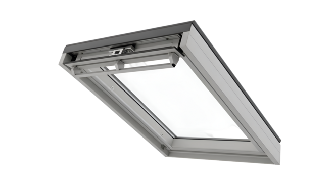 Close-up Captures Open Skylight Window, Providing Natural Light, Ventilation, and View