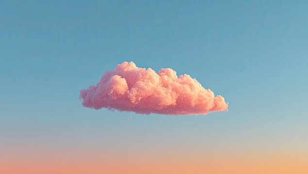 Pink cloud sunset sky, pastel color, digital art, peaceful background, website banner