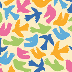 seamless pattern with feathers, hand drawing birds illustration