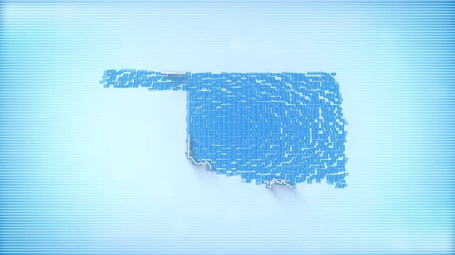 US State of Oklahoma Flags zooming in and Forming the state border map intro which is useful for news, political events, sports intros and presentation.