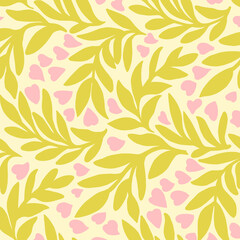 seamless botanical pattern, hand drawing leaves illustration