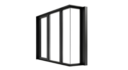 Illustrates a Modern Window Frame with Glass Panes on Transparent Background in 3D Render