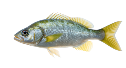 High-Quality Image of a Greyish-Green Fish with Yellow Fins