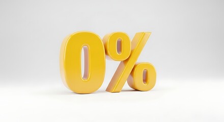 Glossy Yellow Zero Percent Symbol
