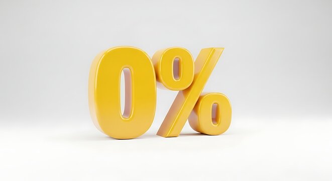 Glossy Yellow Zero Percent Symbol