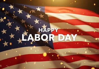 Celebrate american labor day with the iconic stars and stripes flag and festive golden sparkles