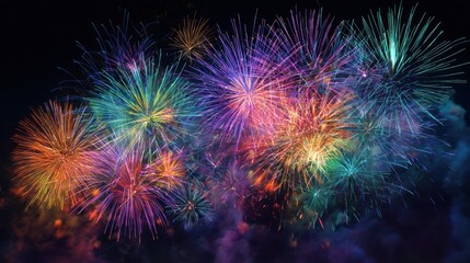 Fototapeta premium Vibrant fireworks night sky display