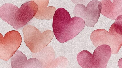 Watercolor hearts pattern
