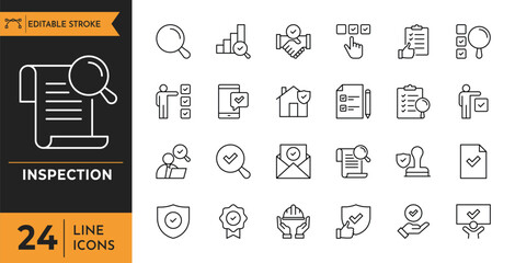 Inspection line editable icon set. editable stroke. Vector illustration