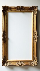 Blank white canvas in ornate gold frame, ready for artwork , simple, blank, contemporary