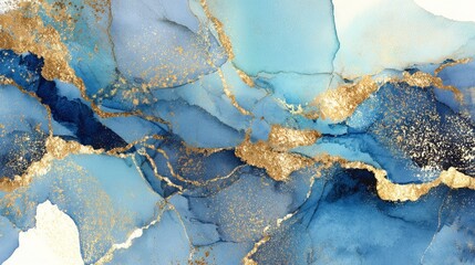 Abstract blue gold marbled design