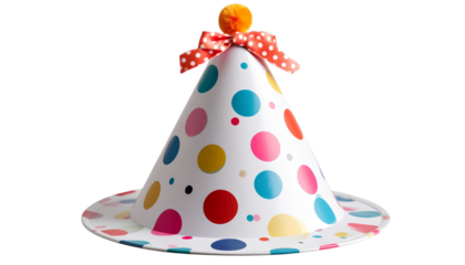 Birthday Hat PNG, Colorful Party Cone Hat Isolated, Transparent Background, Celebration, Festive, and Party Accessory