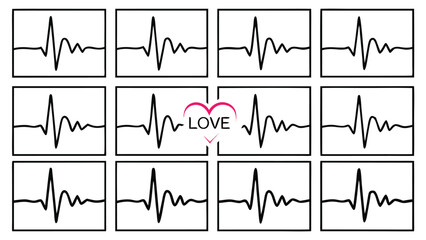 Naklejka premium Heartbeat wave and love symbol vector