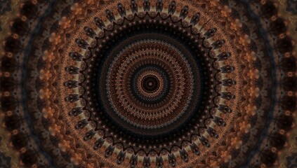 Photo of detailed brown and black mandala with intricate patterns creates a mesmerizing and symmetrical design for backgrounds