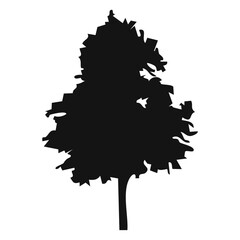 Hand drawn tree silhouette on white background