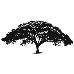 Fototapeta premium Hand drawn tree silhouette on white background
