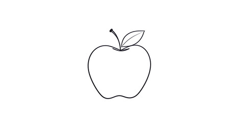 Fototapeta premium Simple Apple Outline Drawing Line Art Image for Commercial Use