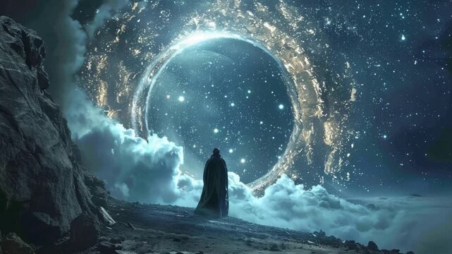 Dimension Gatekeeper Standing Before Giant portal 4K Videos