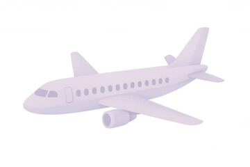 Fototapeta premium Minimalist 3d cartoon passenger airplane flying on transparent background, perfect for travel and aviation projects
