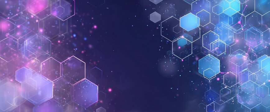Abstract purple and blue background with a hexagonal pattern for a technology concept vector presentation design template digital network connection with abstract polygonal shapes Generative AI