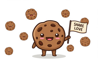 Obraz premium Kawaii Cookie with Charity Message Tag. September 5 International Charity Day