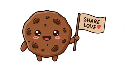 Kawaii Cookie with Charity Message Tag. September 5 International Charity Day