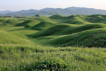 Obraz premium Rolling hills of vibrant green grass