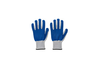 Fototapeta premium Blue and write work gloves isolated on transparent background 