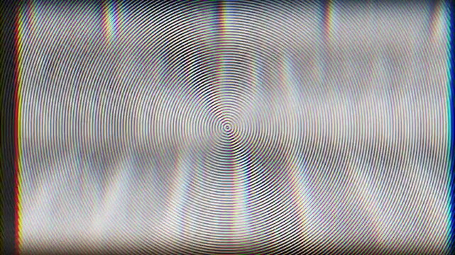 Blurry circle shapes and stripes animation with glitches distortions and retro style look effects
