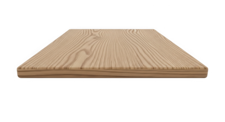 A close up view of a light brown wooden plank with visible grain texture isolated on transparent background