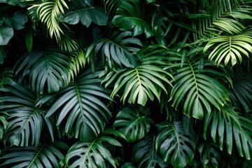 Tropical leaf background with vivid, high contrast greens	
