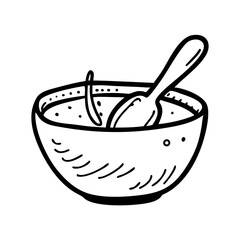 A hand drawn icon of mixing bowl