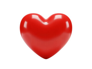 Glossy red heart shape symbol of love and romance isolated on transparent background