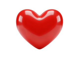Fototapeta premium Glossy red heart shape symbol of love and romance isolated on transparent background