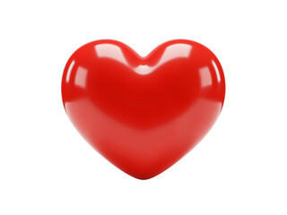 Fototapeta premium Glossy red heart shape symbolizing love and romance isolated on transparent background