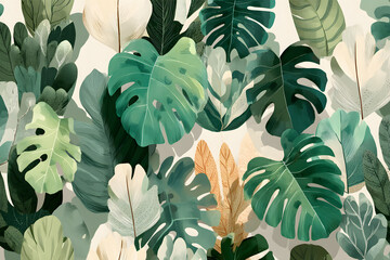 Colorful Tropical Leaves Pattern for Nature and Decor Backgrounds