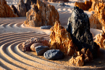 Unique Textures of Sandy Landscape with Colorful Rocky Formations