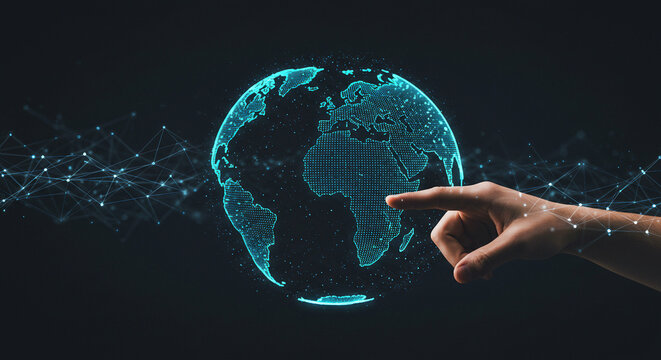 Hand touching the globe