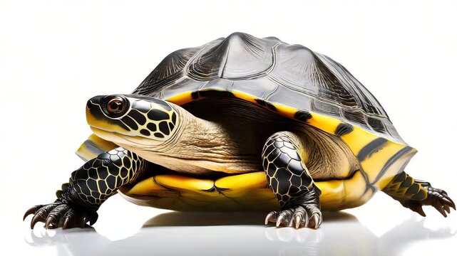 Exploring a group of box turtles posing on a white background for educational content