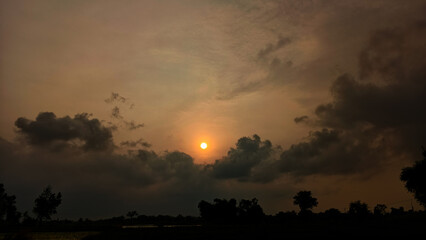 Serene Sunset Landscape with Clouds