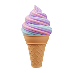 Pastel Swirl Ice Cream Cone, isolated on transparent background

