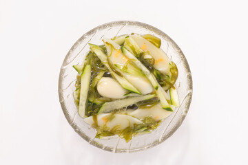 枝豆チーズかまぼこ　きゅうり　めかぶ和え