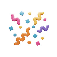 Naklejka premium Colorful abstract shapes 3d rendered, isolated on transparent background 