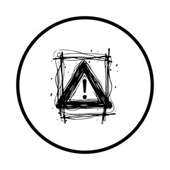 Vector warning sign black scribble in square frame within circle, illustration representing danger concept, caution sign